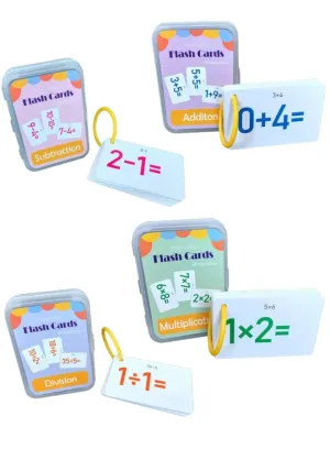 4 Sets Educational Flashcards Pocket Card Preschool Teaching Cards for kids, Mathematics