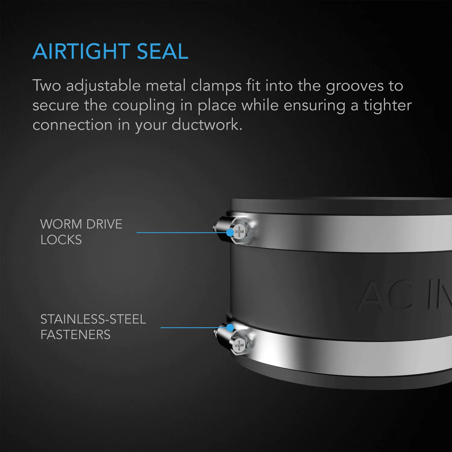 AC Infinity Noise Reduction Clamp, Duct Coupler with Stainless Steel Clamps, 8-Inch
