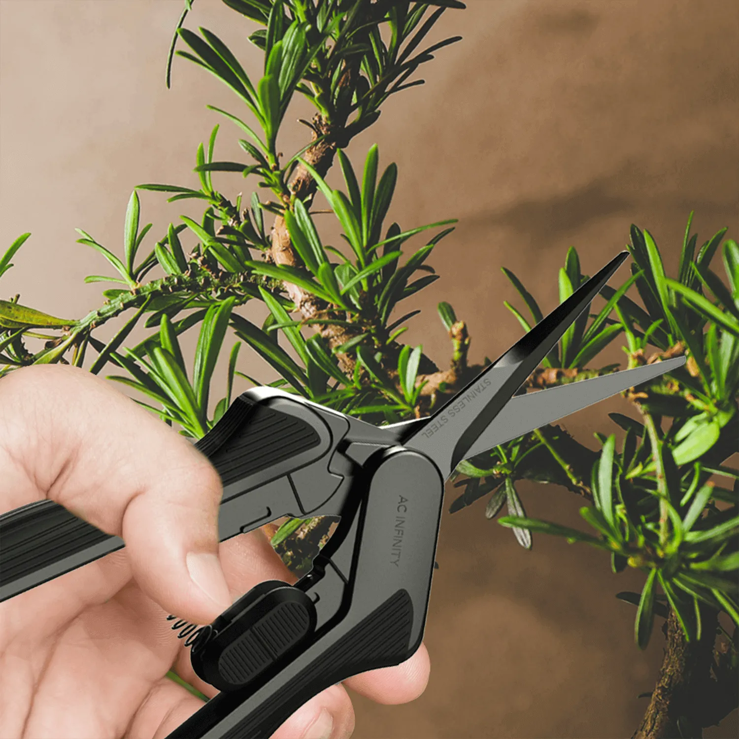 AC Infinity Stainless Steel Pruning Shear, Ergonomic Lightweight, 6.6" Straight Blades