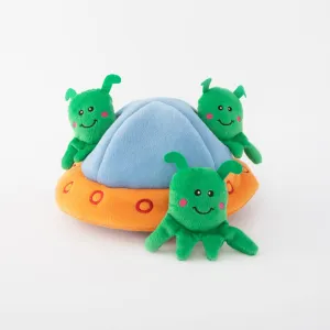 Aliens In UFO Squeaky Dog Toy