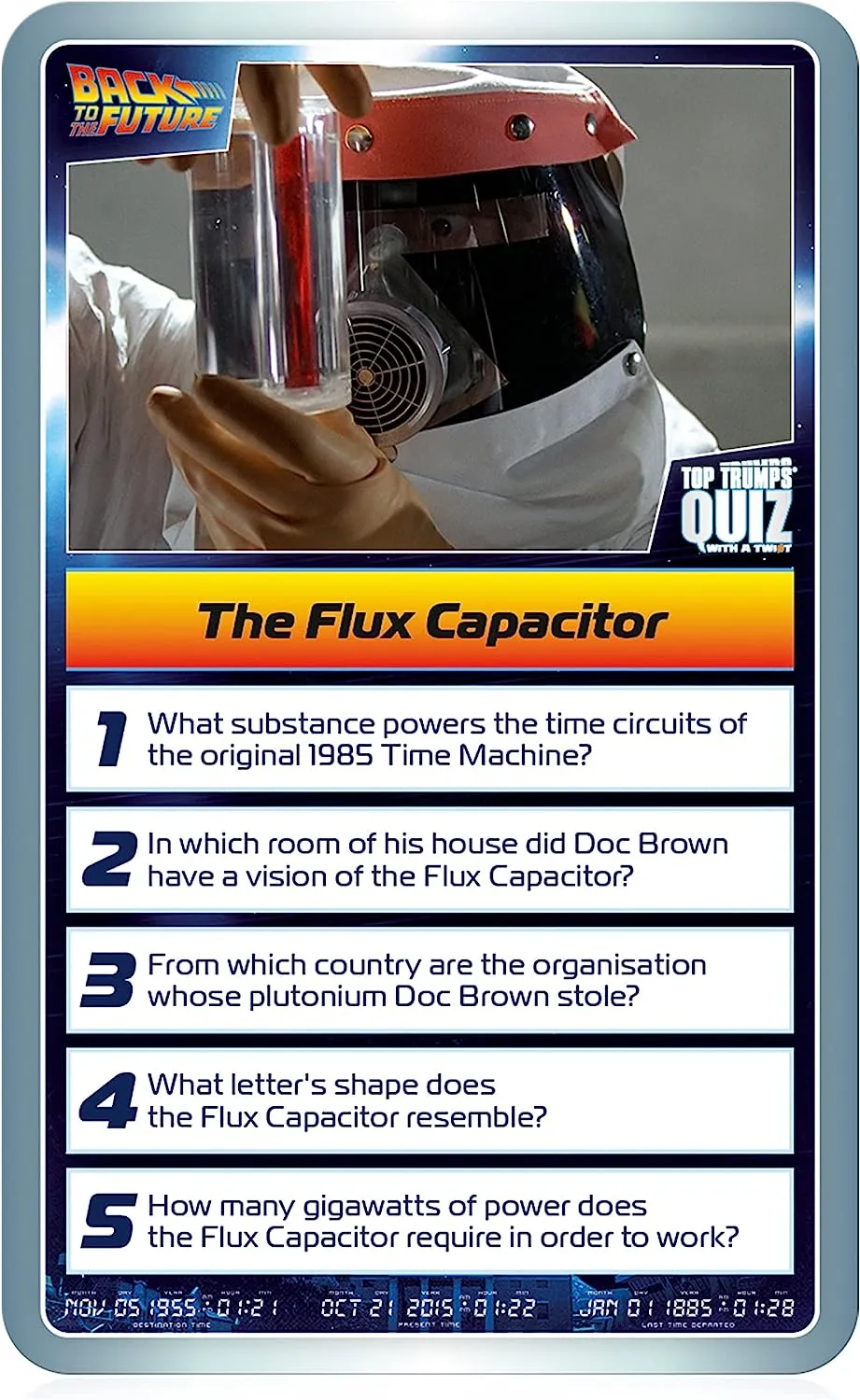 Back to the Future Top Trumps Quiz Card Game