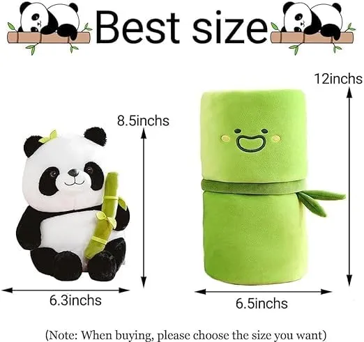 Bamboo Panda Stuffed Animals Panda Bamboo Plush Toy (30 CM) Bamboo Tube Panda Pillow Stuffed Panda Bear Plushies Panda Doll Gifts for Boys Girls,Green Panda Bamboo Toy