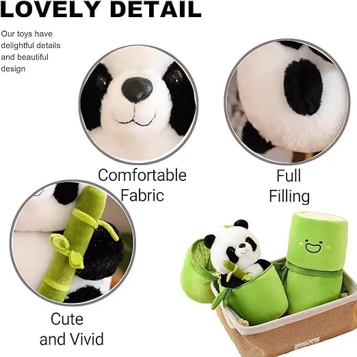 Bamboo Panda Stuffed Animals Panda Bamboo Plush Toy (30 CM) Bamboo Tube Panda Pillow Stuffed Panda Bear Plushies Panda Doll Gifts for Boys Girls,Green Panda Bamboo Toy
