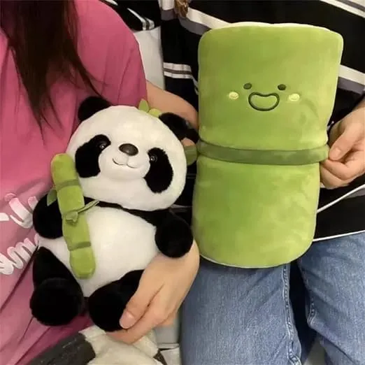 Bamboo Panda Stuffed Animals Panda Bamboo Plush Toy (30 CM) Bamboo Tube Panda Pillow Stuffed Panda Bear Plushies Panda Doll Gifts for Boys Girls,Green Panda Bamboo Toy