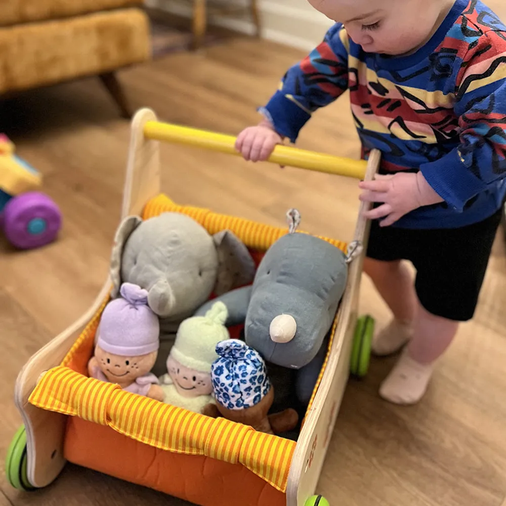 Beginner's Wooden Push Buggy with Safe Storage for Ages 12 Months 