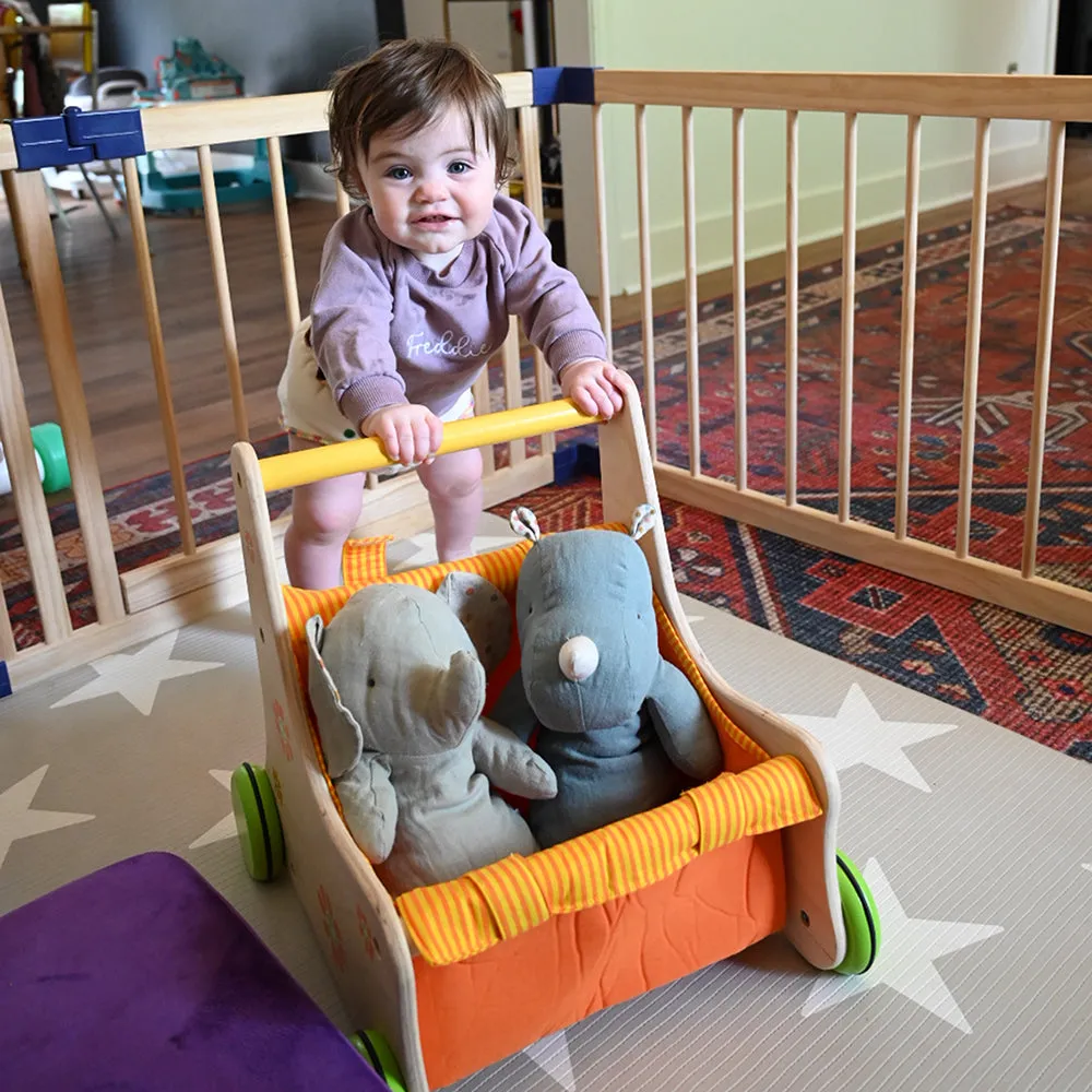 Beginner's Wooden Push Buggy with Safe Storage for Ages 12 Months 