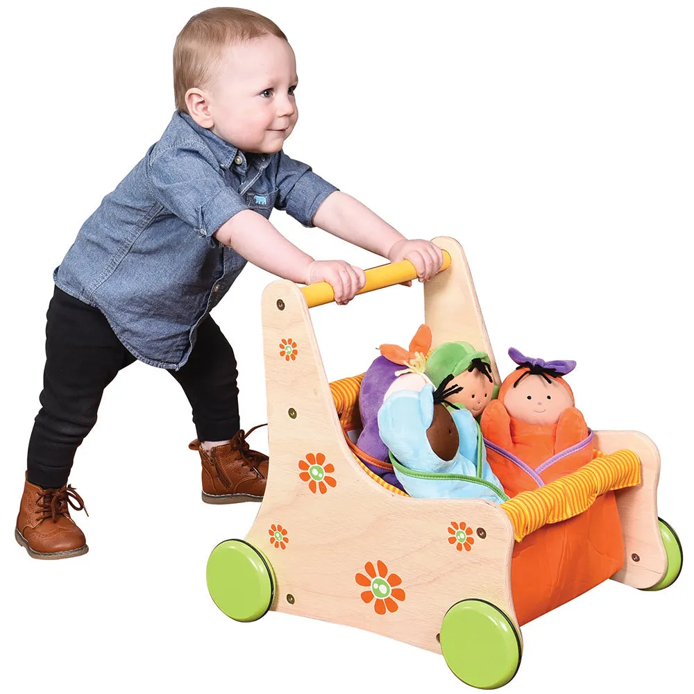 Beginner's Wooden Push Buggy with Safe Storage for Ages 12 Months 