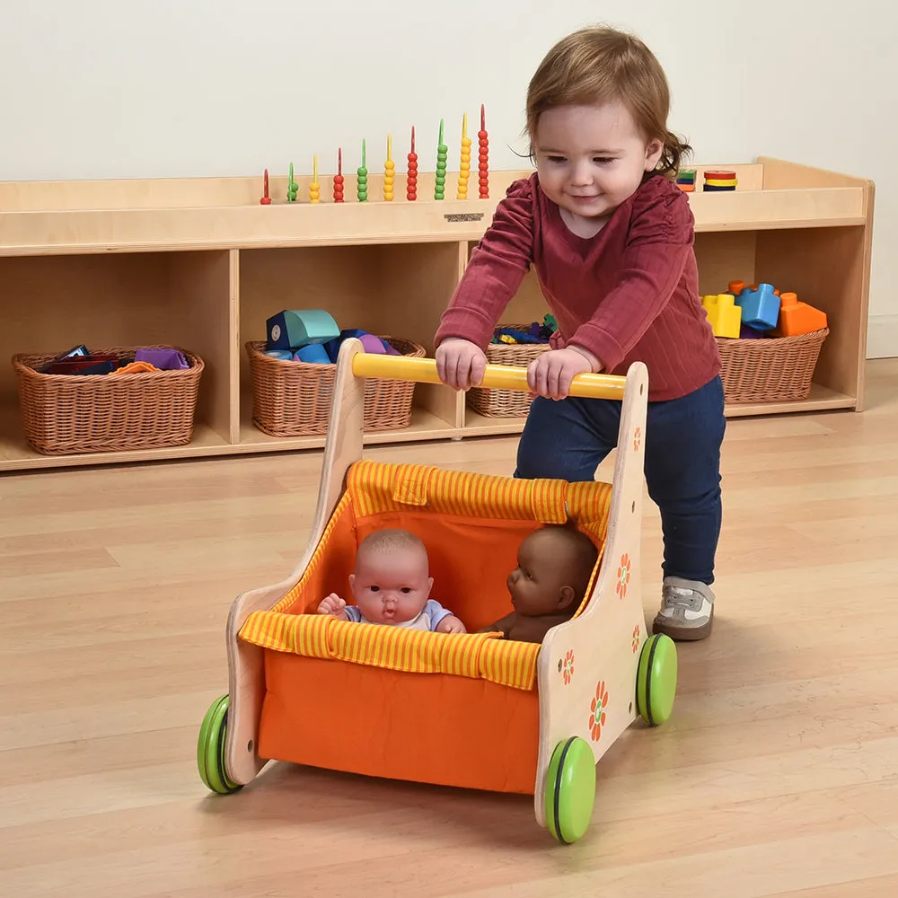 Beginner's Wooden Push Buggy with Safe Storage for Ages 12 Months 