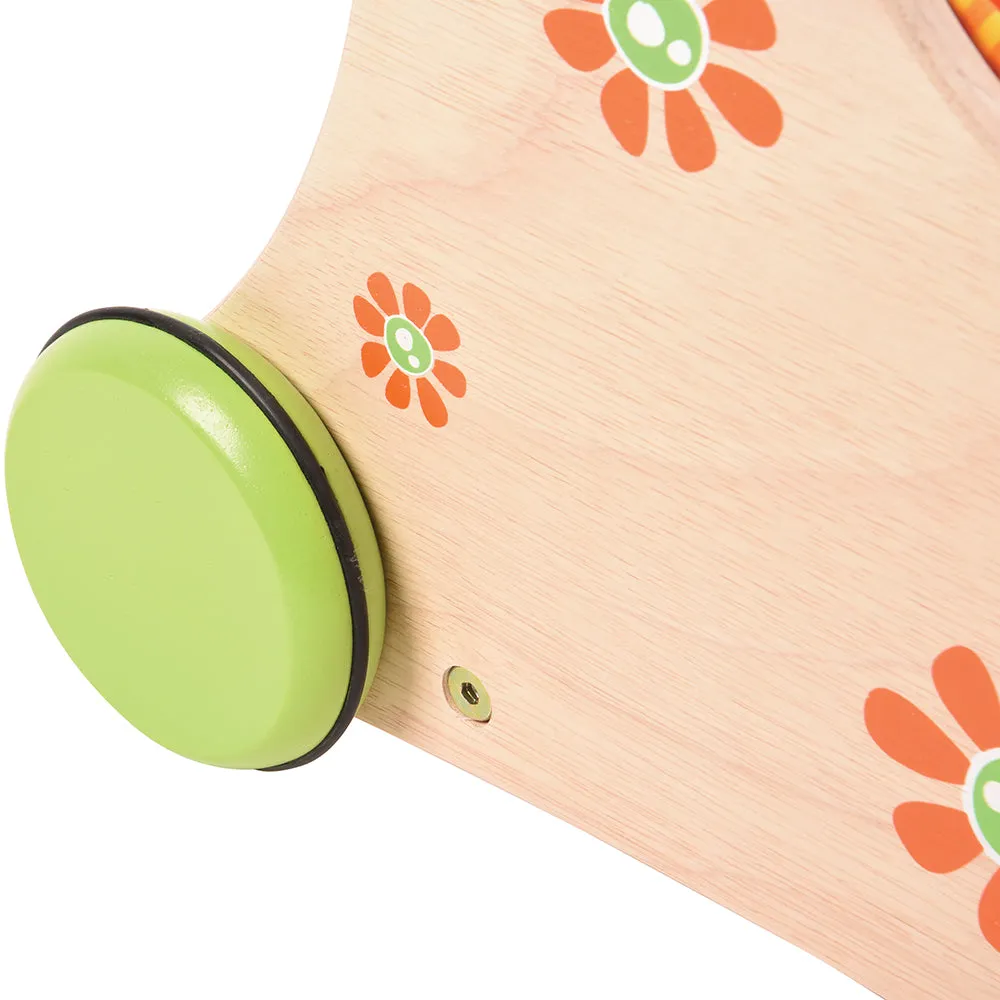 Beginner's Wooden Push Buggy with Safe Storage for Ages 12 Months 