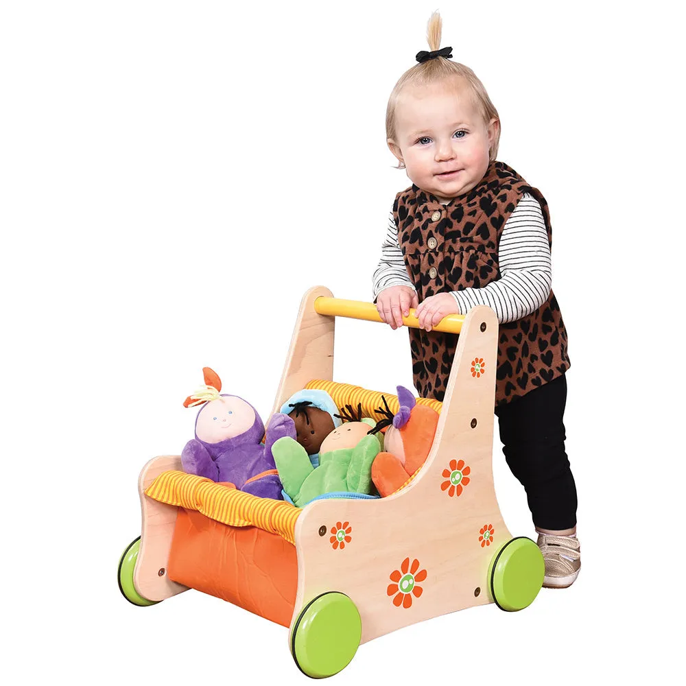 Beginner's Wooden Push Buggy with Safe Storage for Ages 12 Months 