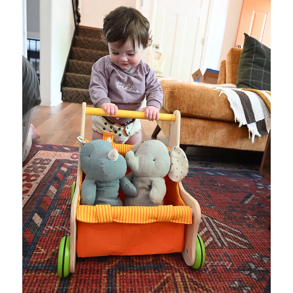 Beginner's Wooden Push Buggy with Safe Storage for Ages 12 Months 