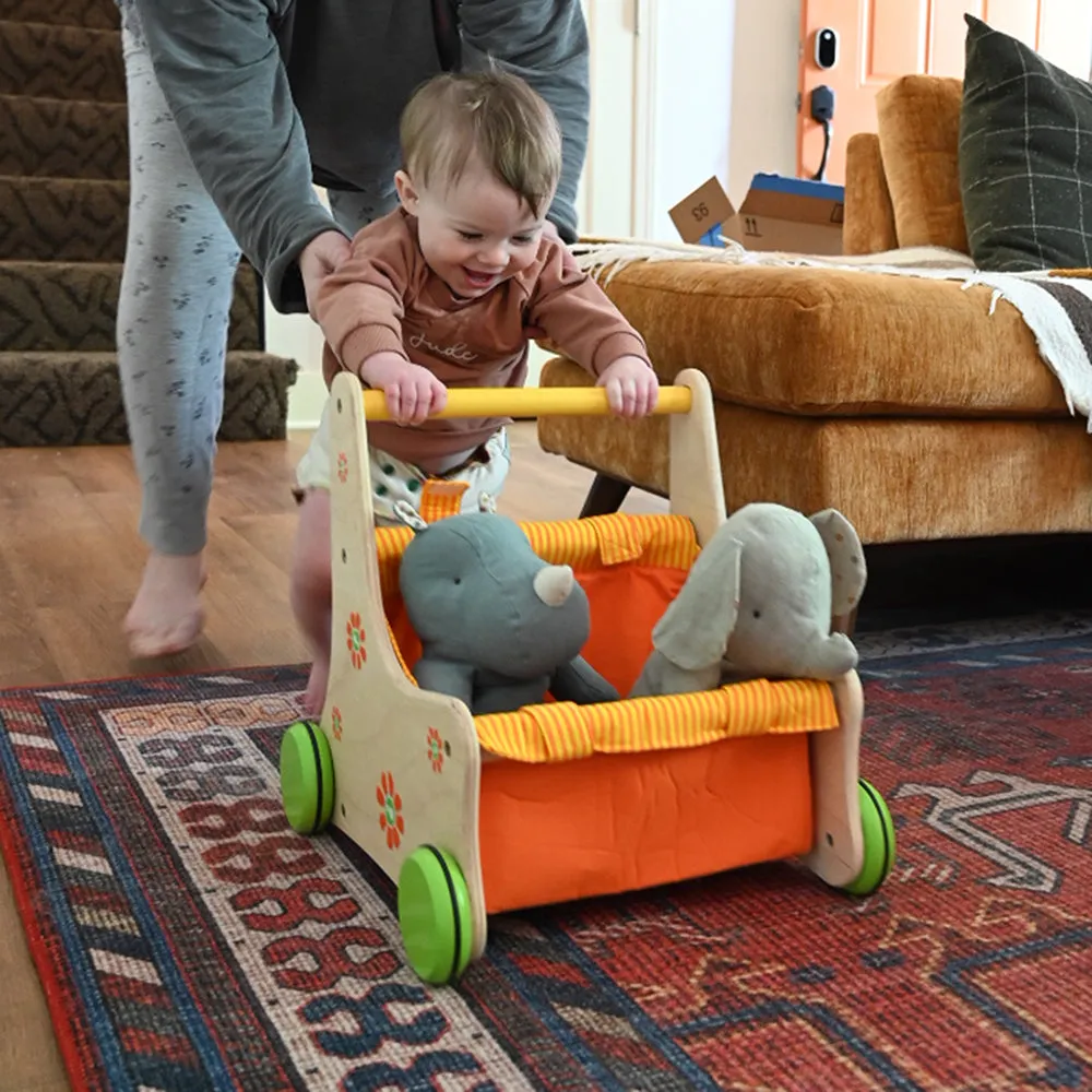 Beginner's Wooden Push Buggy with Safe Storage for Ages 12 Months 