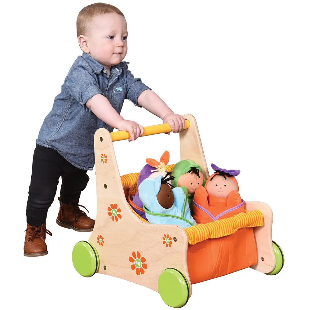 Beginner's Wooden Push Buggy with Safe Storage for Ages 12 Months 