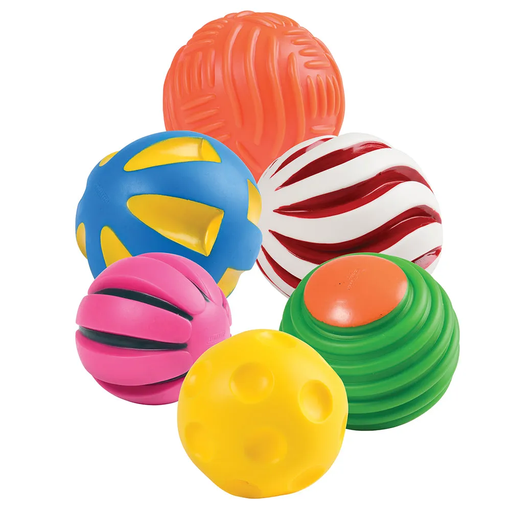 Brightly Colored Toddler Tactile Ball Set | 6 Soft Vinyl Balls for Sensory Exploration