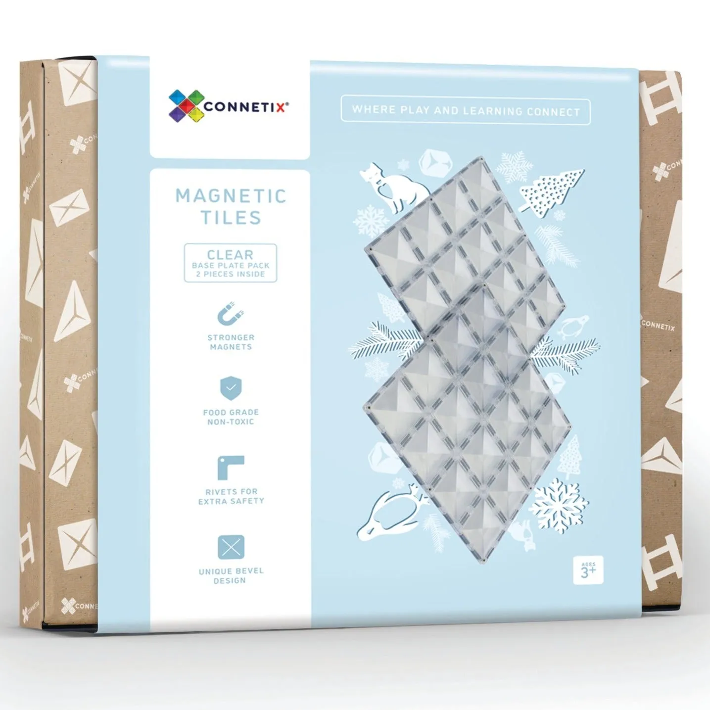 Connetix Tiles - 2 Piece Base Plate Pack - Clear