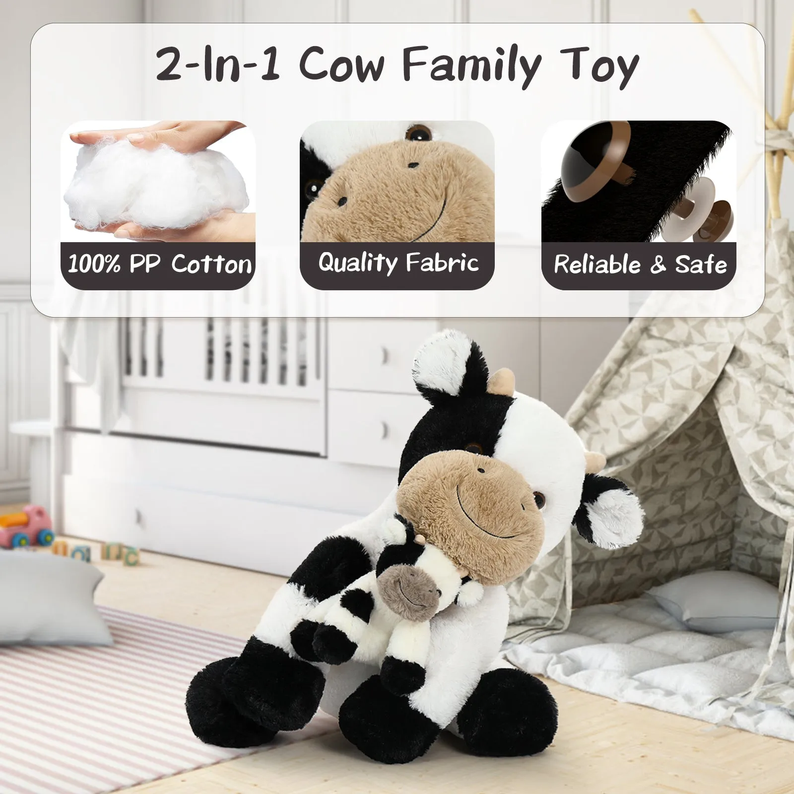 Dairy Cow Stuffed Animals Farm Plush Toys, 19.68 Inches