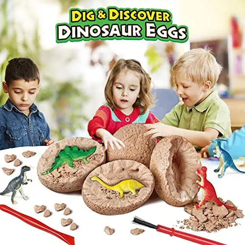 Dino Eggs Dig Kit, 12 Pack Dinosaur Eggs Excavation Science Experiments Kits for Kids 4-12, Easter Basket / Stocking Stuffers, Toys for 3  4 5 6 7 8 9 10 Year Old Boys Girl