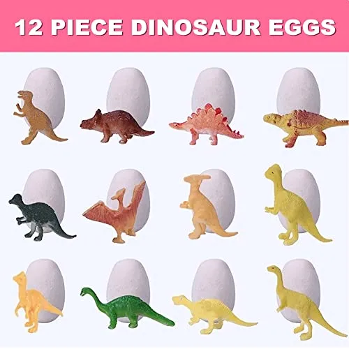 Dino Eggs Dig Kit, 12 Pack Dinosaur Eggs Excavation Science Experiments Kits for Kids 4-12, Easter Basket / Stocking Stuffers, Toys for 3  4 5 6 7 8 9 10 Year Old Boys Girl