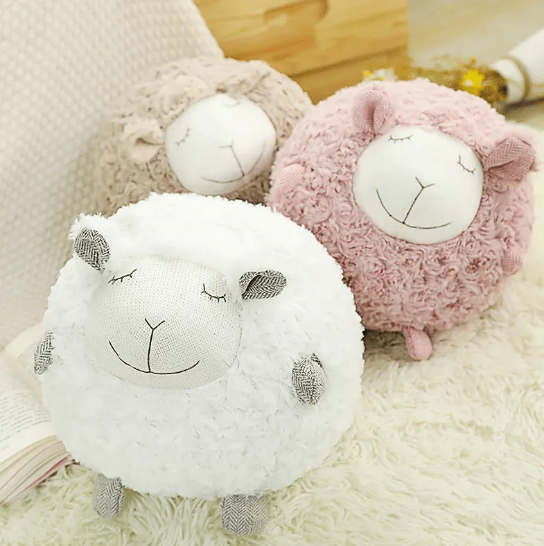 Fluffy Ewe Sheep Plushie, Chair Cushion or Baby Floor Play Mat Embroidered Features *