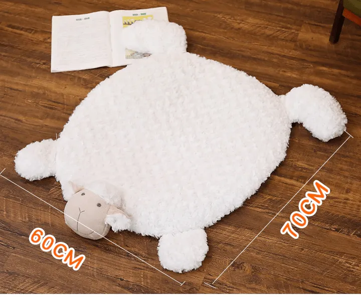 Fluffy Ewe Sheep Plushie, Chair Cushion or Baby Floor Play Mat Embroidered Features *