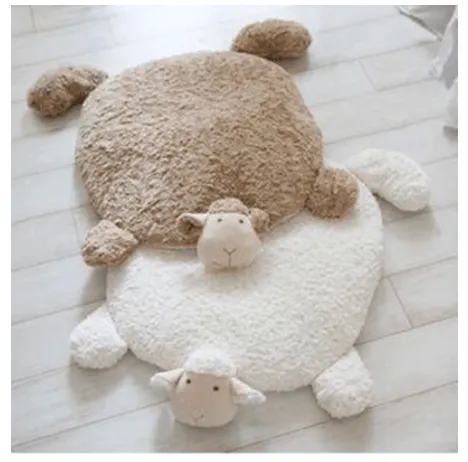 Fluffy Ewe Sheep Plushie, Chair Cushion or Baby Floor Play Mat Embroidered Features *