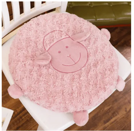 Fluffy Ewe Sheep Plushie, Chair Cushion or Baby Floor Play Mat Embroidered Features *