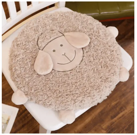 Fluffy Ewe Sheep Plushie, Chair Cushion or Baby Floor Play Mat Embroidered Features *