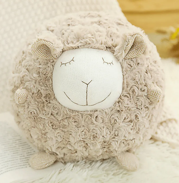 Fluffy Ewe Sheep Plushie, Chair Cushion or Baby Floor Play Mat Embroidered Features *