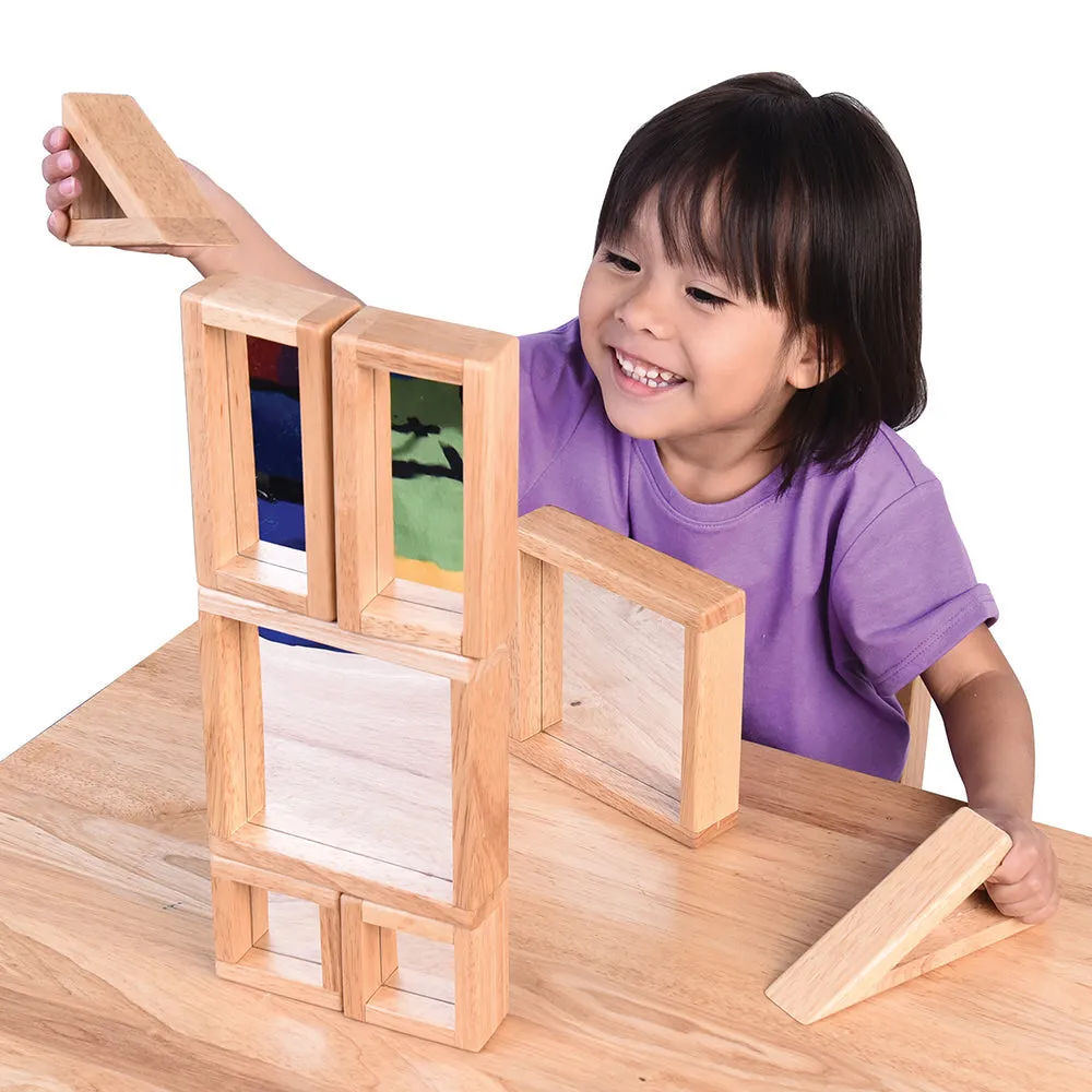 Geometric Mirrored Building Blocks | 8-Piece Hardwood Set