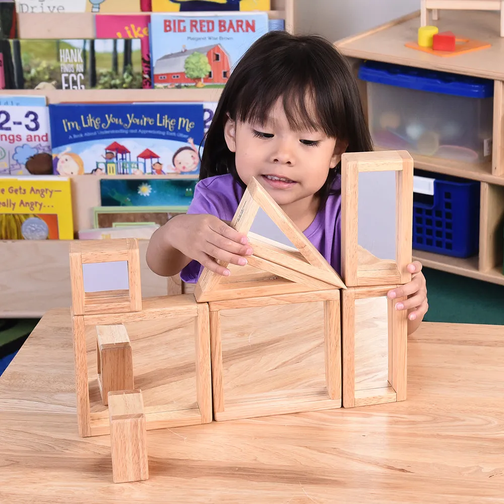 Geometric Mirrored Building Blocks | 8-Piece Hardwood Set