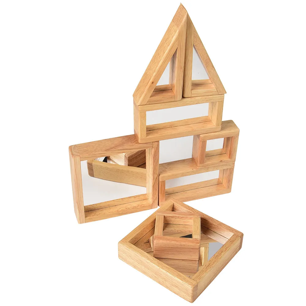 Geometric Mirrored Building Blocks | 8-Piece Hardwood Set