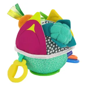 Infantino Busy Lil’ Sensory Ball - 9 Activities, Teether, Selfie Mirror, Rattle Sounds, Encourages Fine and Gross Motor Skill Development, for Babies 3M 