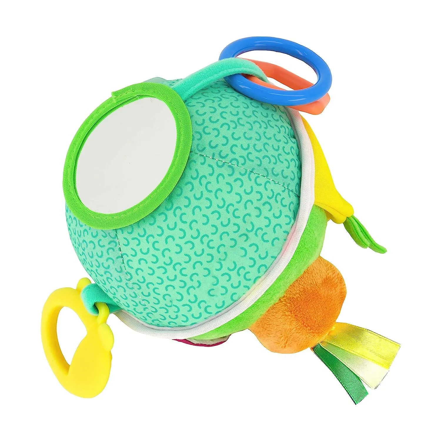Infantino Busy Lil’ Sensory Ball - 9 Activities, Teether, Selfie Mirror, Rattle Sounds, Encourages Fine and Gross Motor Skill Development, for Babies 3M 