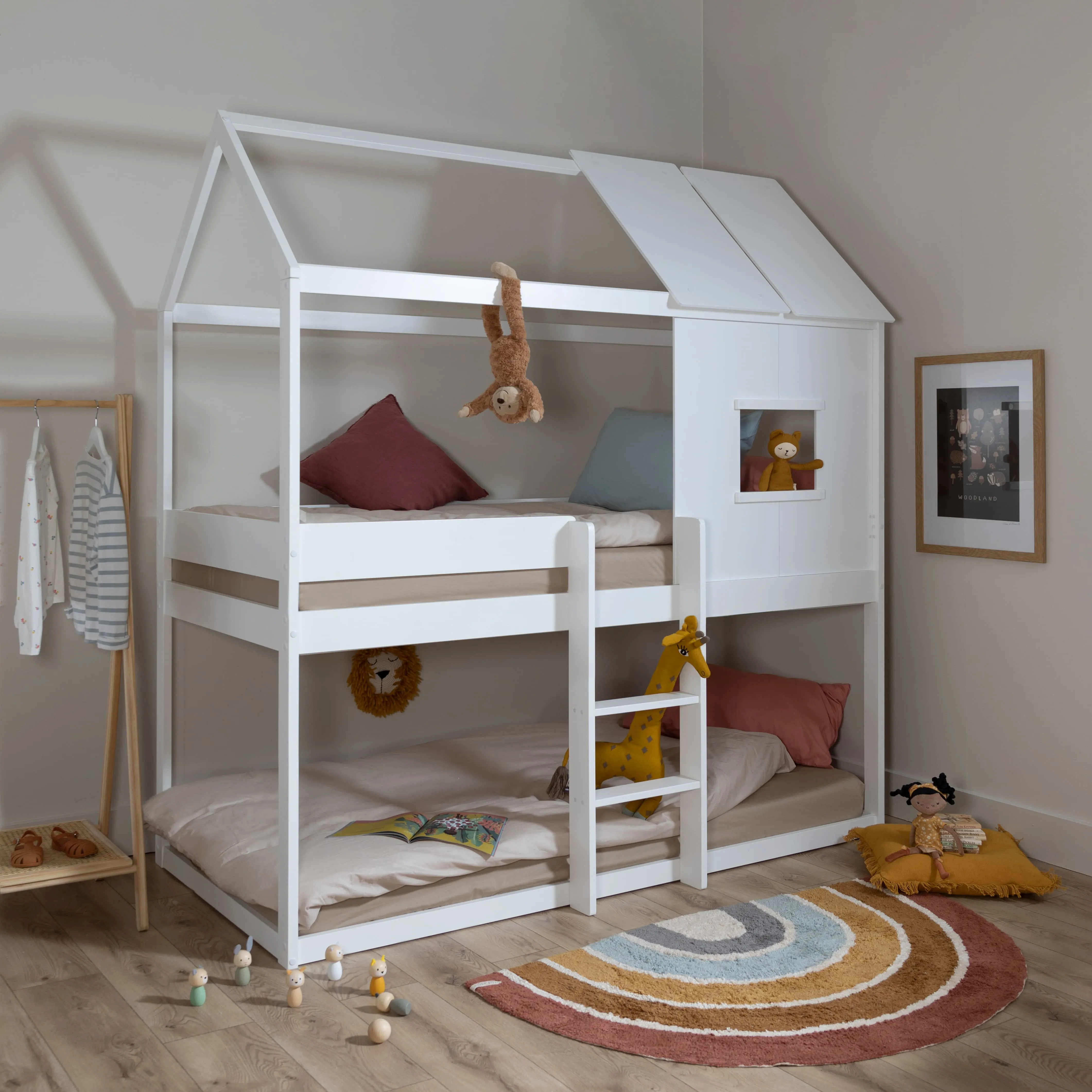 Luka Treehouse Midsleeper Bed with Tent Options in Classic White
