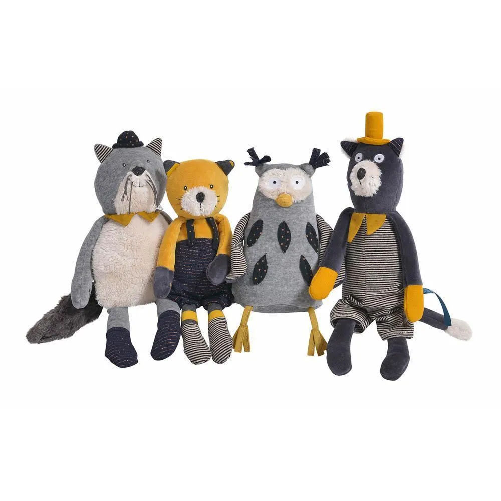 Moulin Roty les moustaches Fernand grey cat soft toy