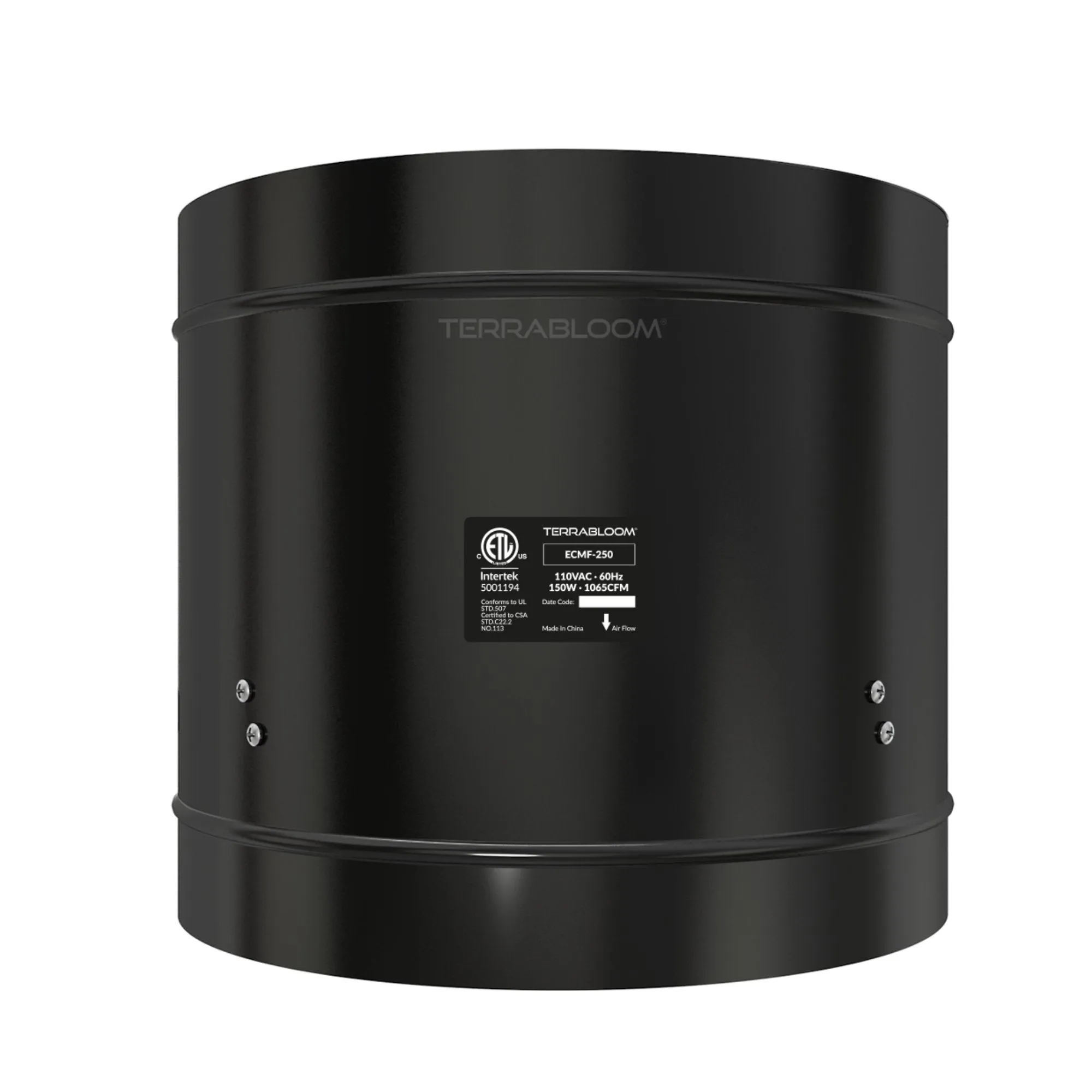 [OLDER model] TerraBloom 10" Inline Duct Fan with 6-Speed Wireless Remote Speed Controller, ECMF-250-R, 946 CFM, 126W