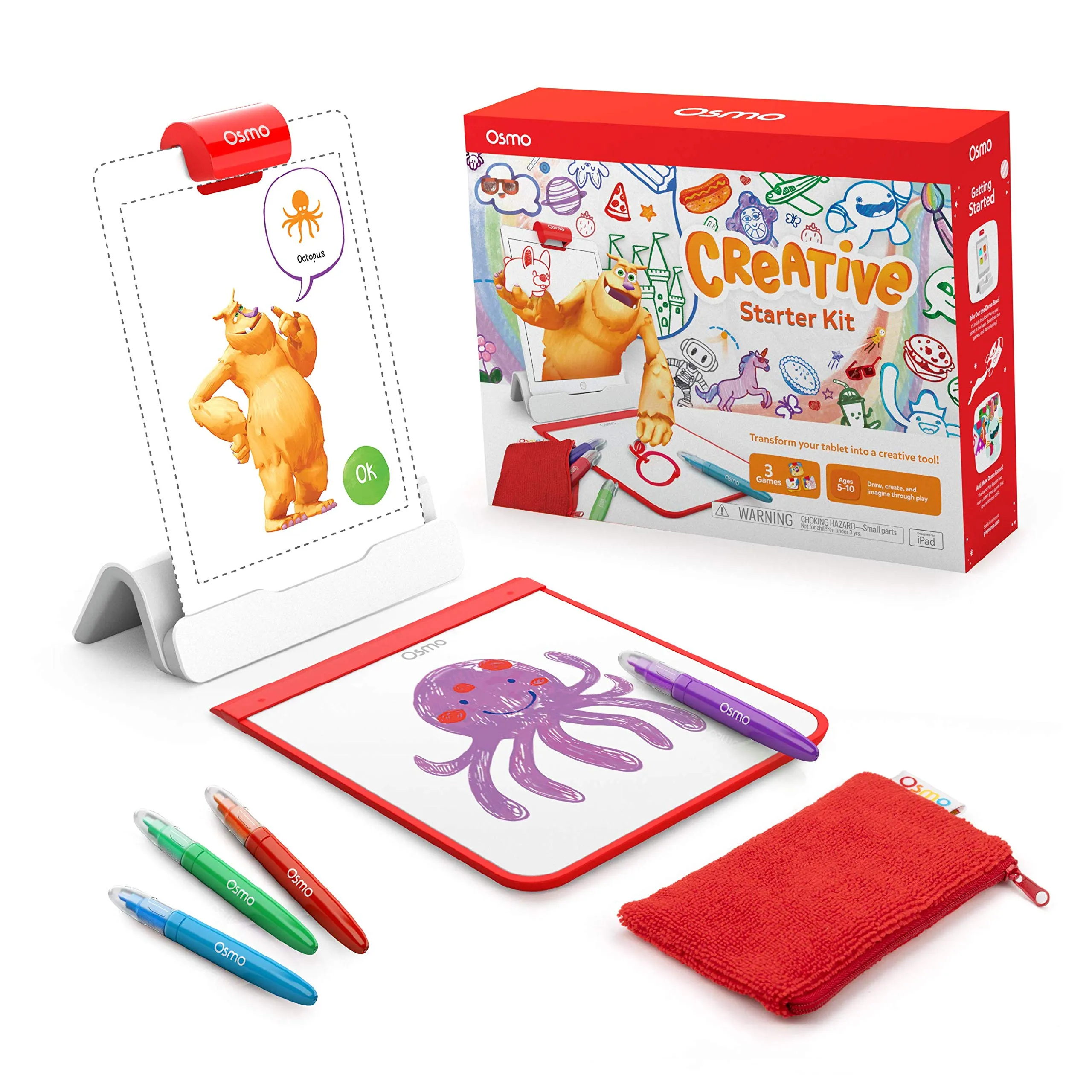 Osmo Creative Starter Kit (New Version) for iPad-Ages 5-10-Creative Drawing & Problem Solving/Early Physics-STEM Base Included