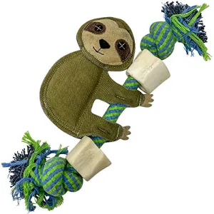 Pet Zone Choy All Natural Rope and Water Buffalo Bone Dog Chew Dog Toys (Eco-Friendly Interactive Dog Toys, Dog Chew Toy, Dog Bone, Dog Rope Toy, and Dog Tug Toy) Sloth Choy