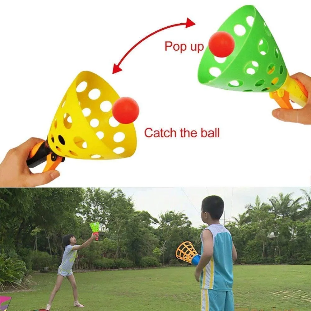 Pop N Catch / Launch and Catch the Ball Perfect for Backyard, Beach, Tailgate | Fun for Kids and Adults (Multicolor)