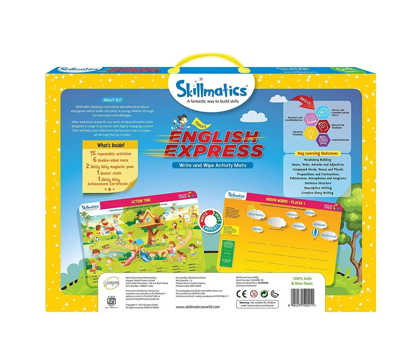 Skillmatics English Express Reusable Activity Mats / Educational Game with 2 Marker Pens