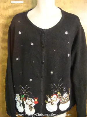 Toasting Snowmen Ugly Christmas Sweater