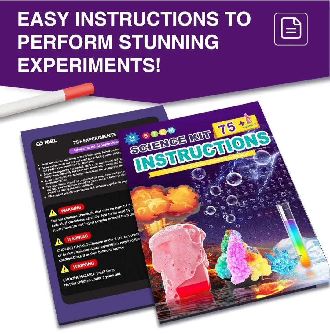 (Toys) IGRL STEM Science Kits for Kids Age 8-12/Mini Science Lab with 75  Easy Science Experiments/Featuring Chemistry Set/Science Magic/Earth Science/Educational Toys for Boys and Girls