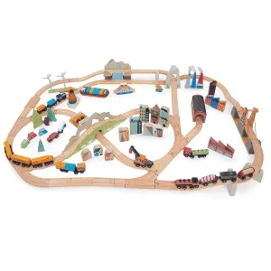 Wooden Mountain View Train Set