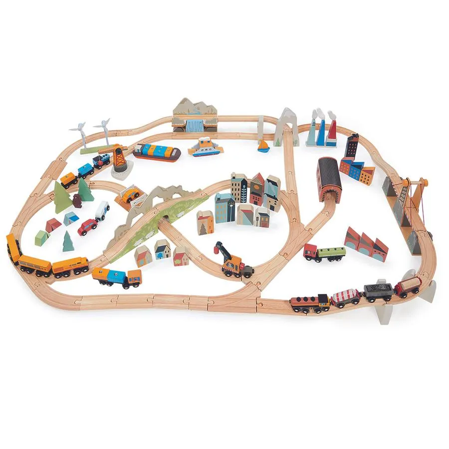 Wooden Mountain View Train Set